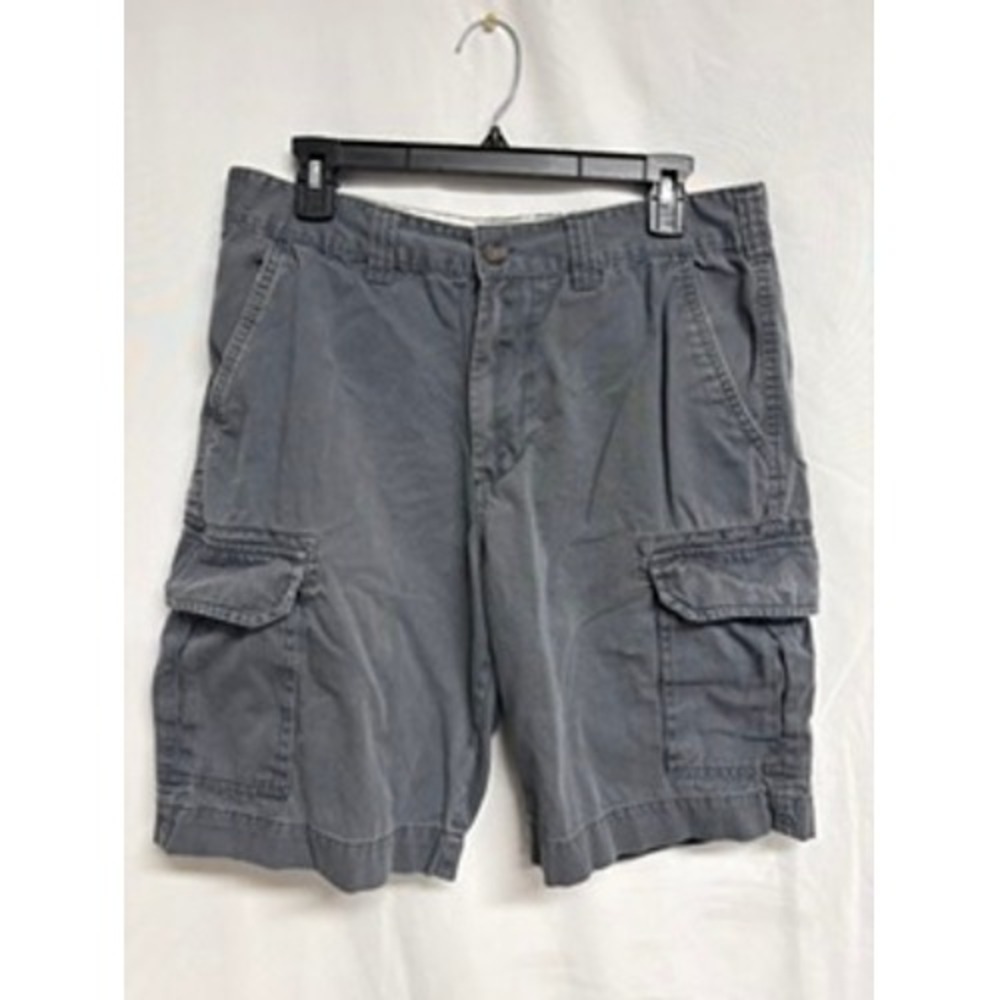 Merona Mens Gray Cotton Cargo Shorts Size 32 Casual Utility Pockets